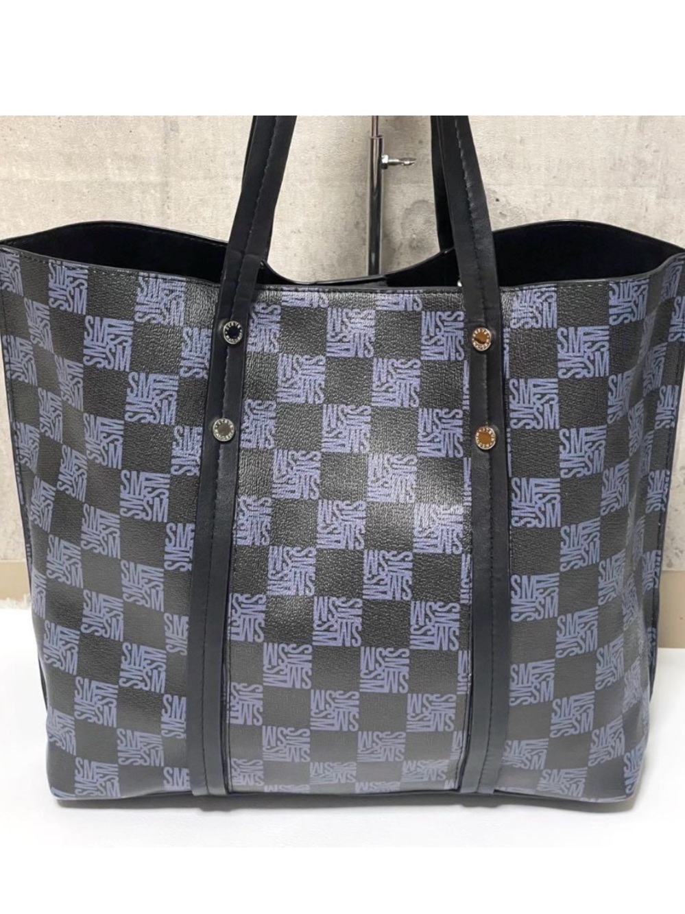 Steve Madden Black and Grey Logo Tote